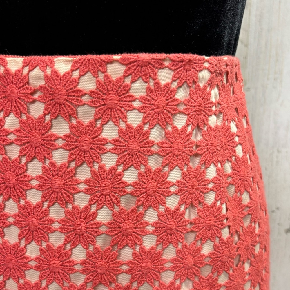 Talbots Coral Eyelet Pencil Skirt - Picture 3 of 10
